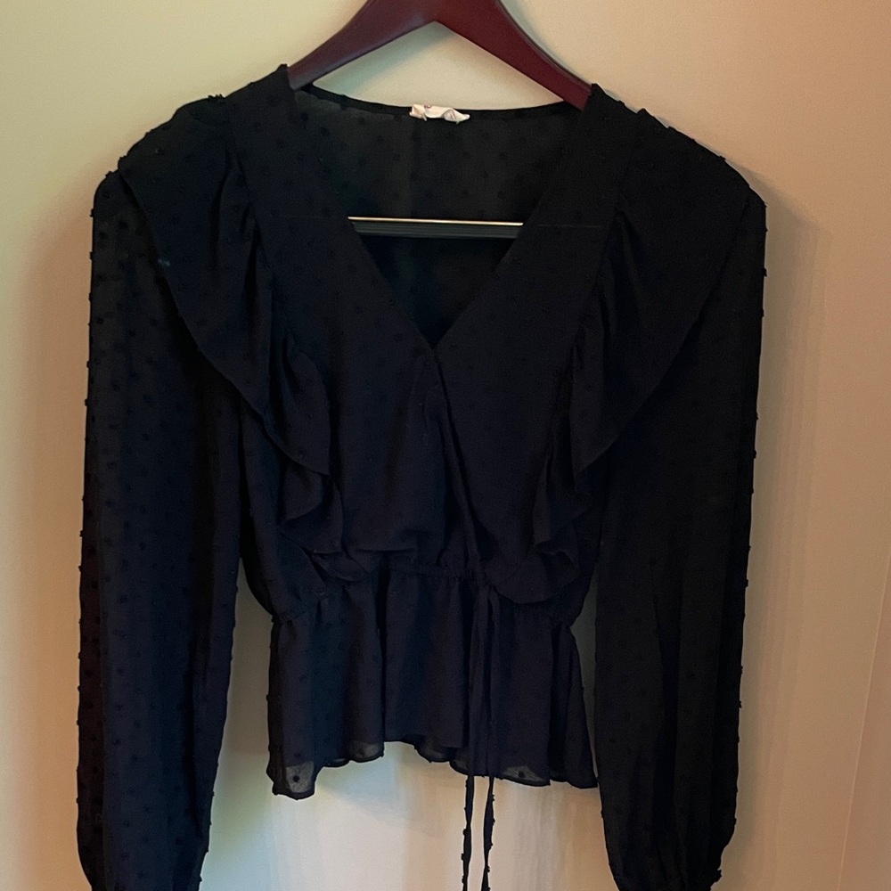 Black Ruffled Women's Top
